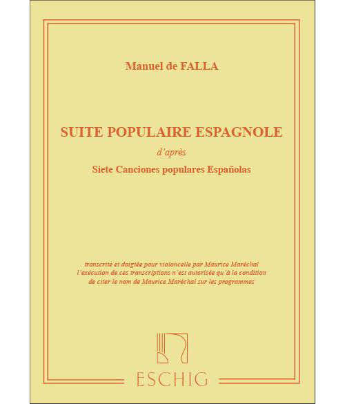 DE FALLA M. - Spanische Volkssuite - Violoncello und Klavier