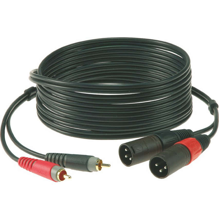 TWINCABLE BLACK 3M 2X RCA - 2X XLR 3 MALE