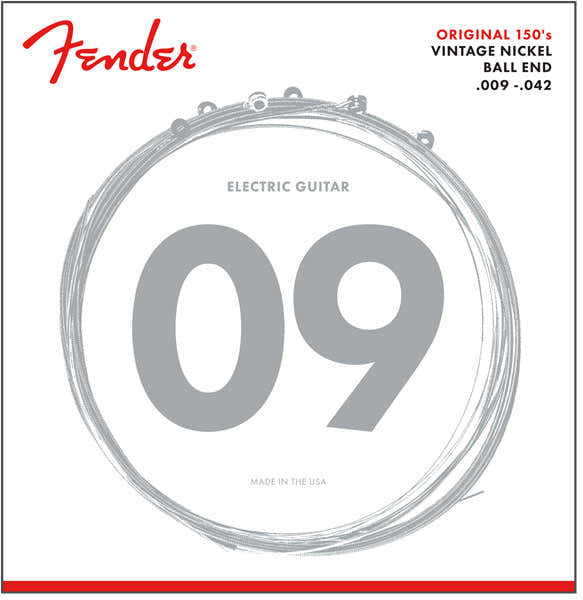 Fender ORIGINAL 150 GUITAR STRINGS PURE NICKEL WOUND BALL END 150L .009-.042 GAUGES (6)