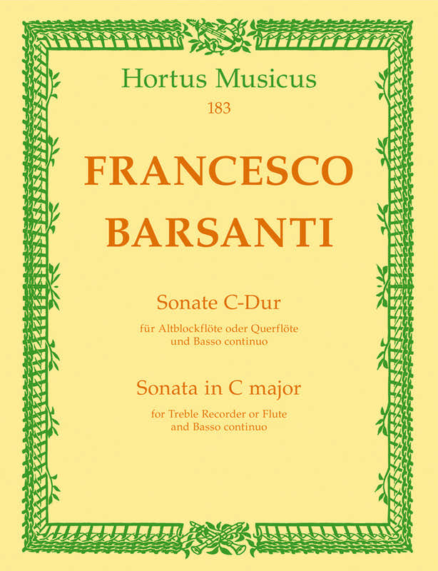 BARSANTI, F. - SONATE FUR ALTBLOCKFLÖTE ODER QUERFLÖTE UND BASSO CONTINUO C-DUR