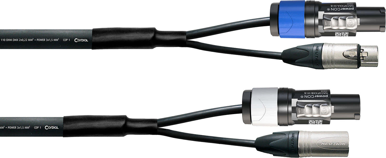 Kabel DMX XLR 5-polig + Powercon 3 M