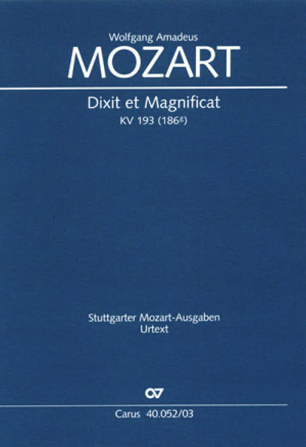 MOZART W.A. - DIXIT & MAGNIFICAT C-DUR KV 193 - VOCAL SCORE