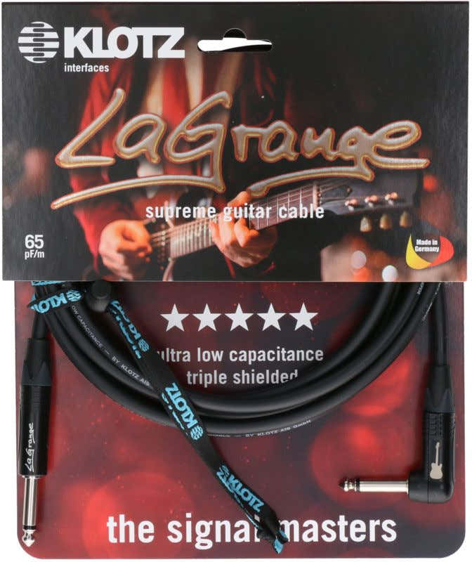 LA-grange Instrumentenkabel Schwarz 9M Mono-Klinke - Abgewinkelte Mono-Klinke