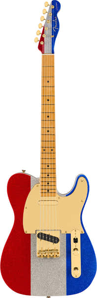 Telecaster Signature Buck Owens Mn Roter silberner blauer Glitzer