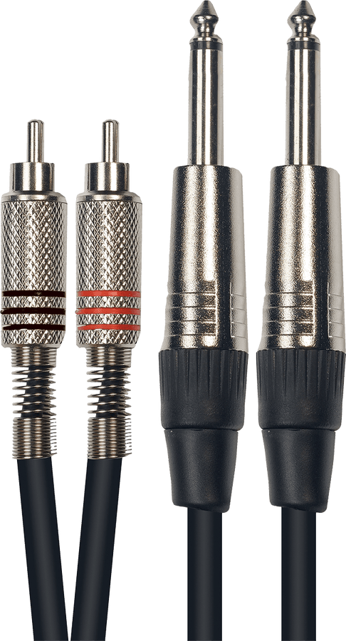 K03 2 MALE MONO CINCH/ 2 MONO MALE 1/4 PHONE PLUG