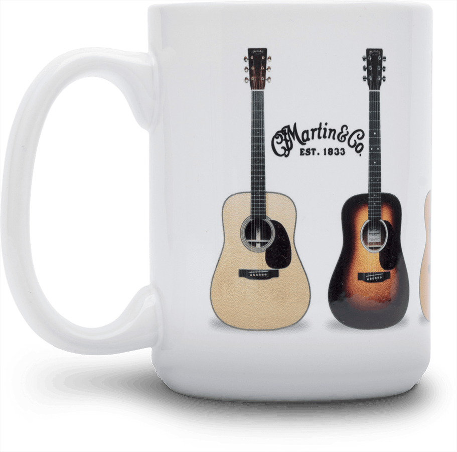 Weiße Keramiktasse mit Gitarren