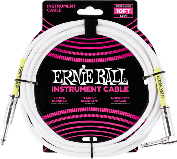 Ernie Ball Instrumentenkabel Classic Klinke/Klinke Abgewinkelt 3M Weiß