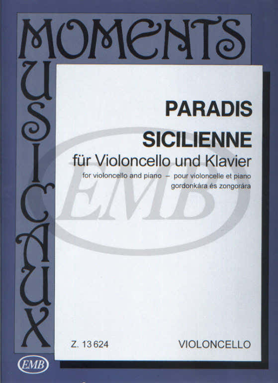 PARADIS - SICILIENNE - VIOLONCELLE ET PIANO