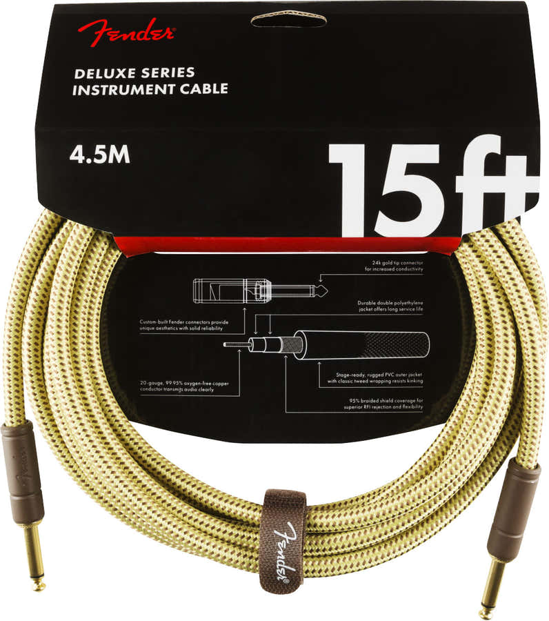 DELUXE INSTRUMENT CABLE STRAIGHT/STRAIGHT 15' TWEED