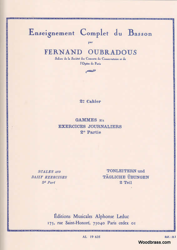 OUBRADOUS - ENSEIGNEMENT COMPLET DU BASSON VOL.2