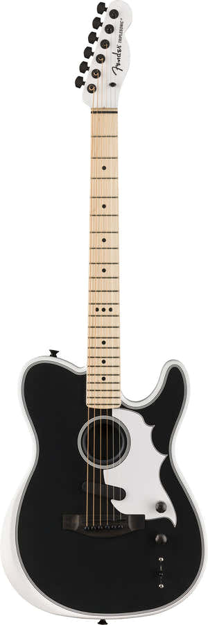Telecaster Acoustasonic Triplesonic Jack White Satin Arctic Weiß Mit Schwarzer Decke Generalüberholt