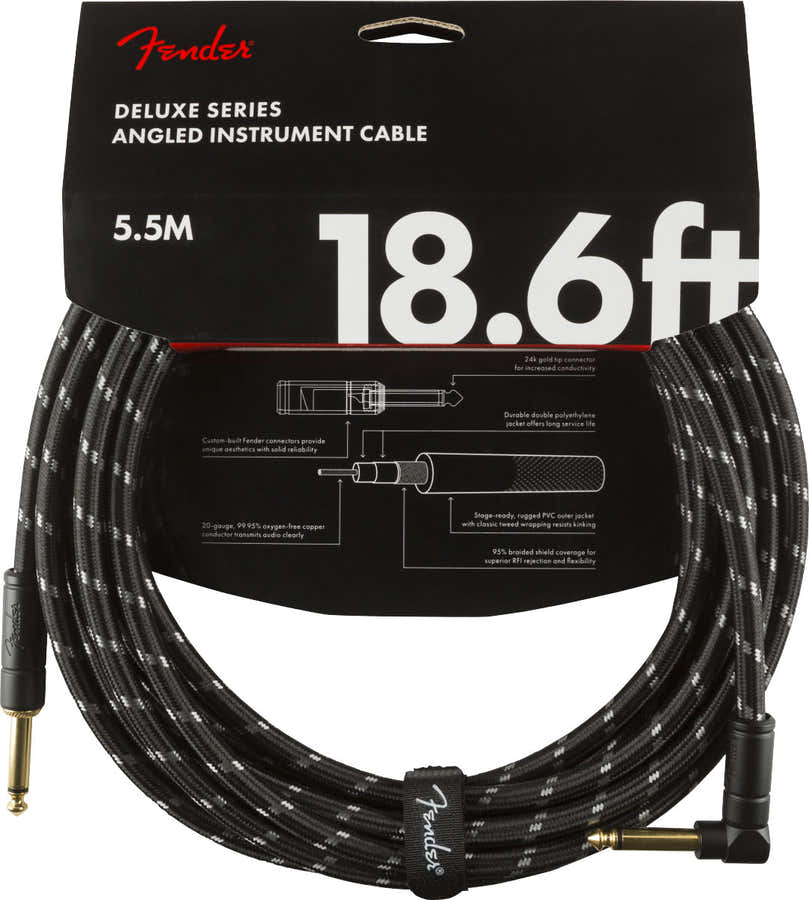 DELUXE INSTRUMENT CABLE STRAIGHT/ANGLE 18.6' BLACK TWEED