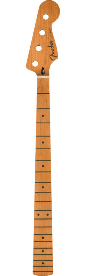 SATIN ROASTED MAPLE JAZZ BASS NECK 20 JUMBO FRETS 12" MAPLE FLAT OVAL SHAPE