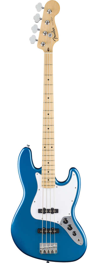 Standard Jazz Bass MN weißes Schlagbrett Aqua Marine Metallic