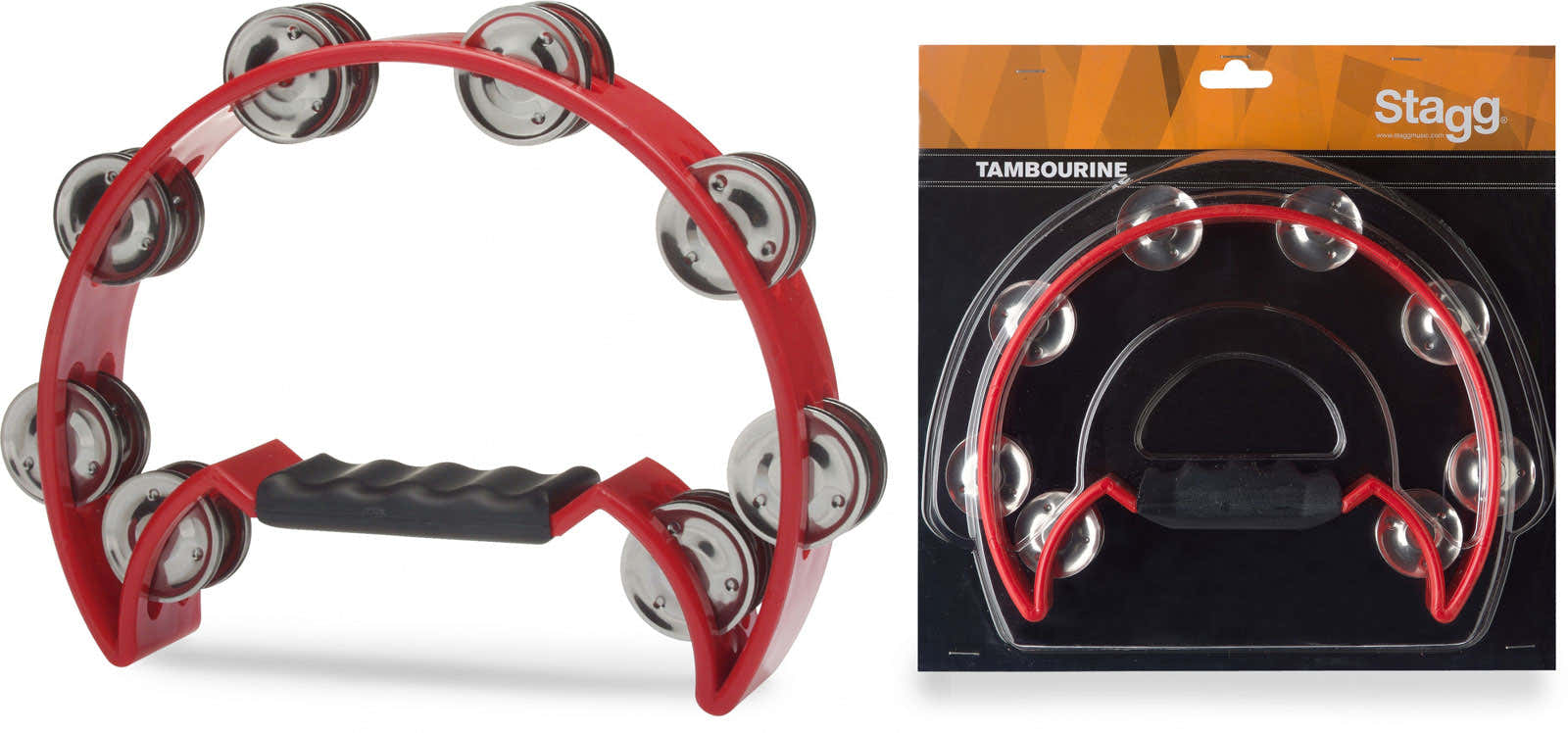 CUTAWAY TAMBOURINE 16 JINGLES RED
