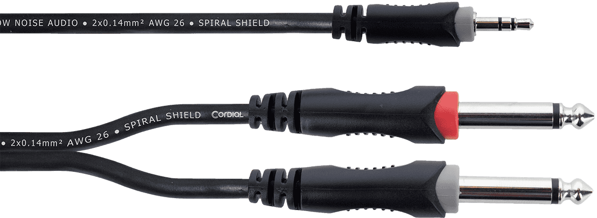 Y-Kabel Splitter Stereo-Miniklinke / 2 Mono-Klinken 3 M