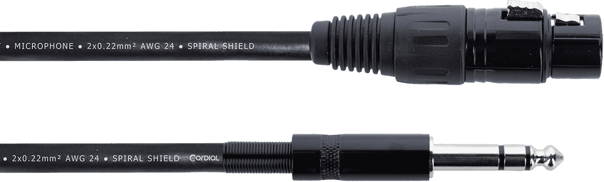 XLR FEMALE AUDIO CABLE / STEREO JACK - 6 M