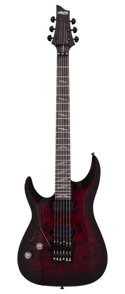 Schecter Omen 6 Elite Fr Lh Schwarz-Kirsch-Farbverlauf