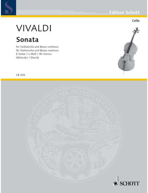 VIVALDI ANTONIO - SONATA E MINOR - CELLO AND BASSO CONTINUO