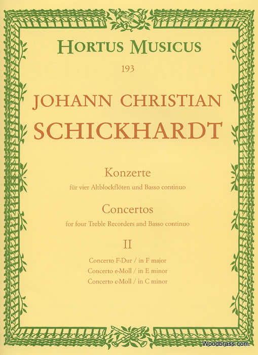 Schickhardt J.C. - Sechs Konzerte für vier Altblockflöten und BC - Heft 2