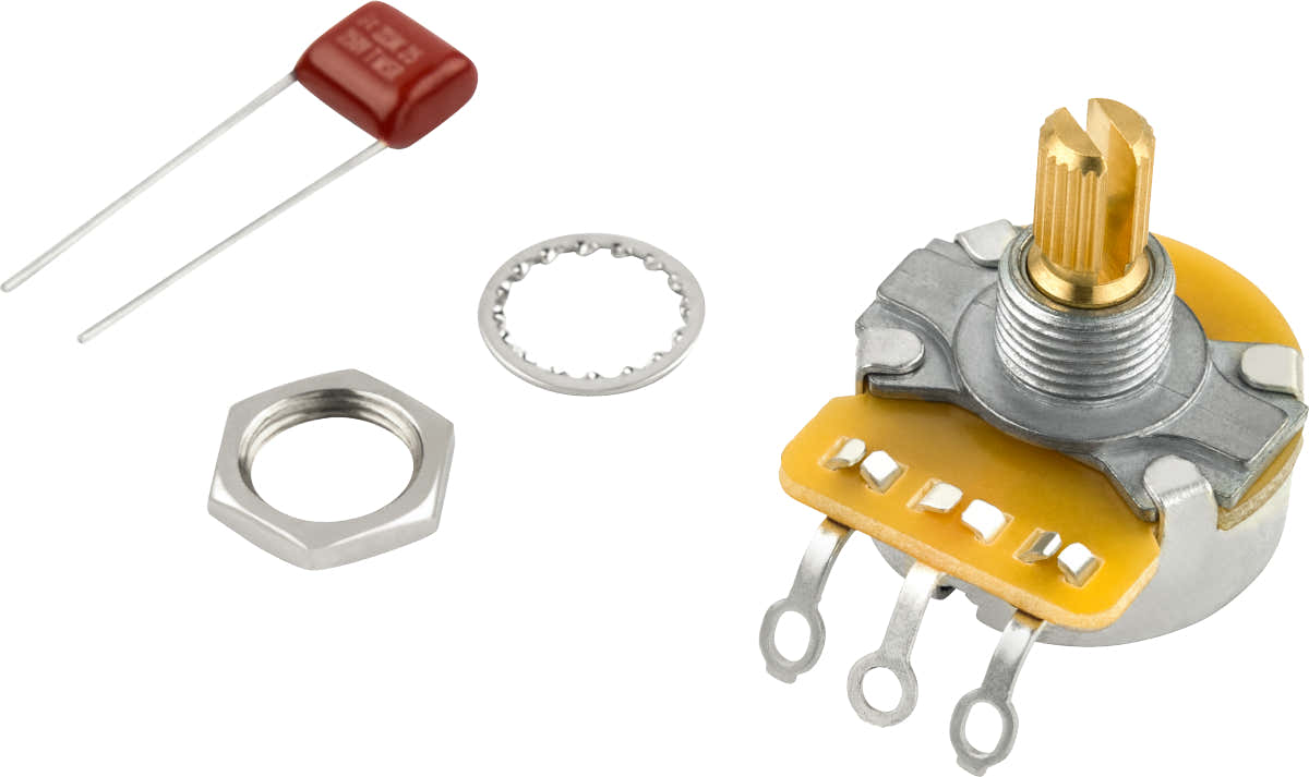 Pure Vintage 250K Potentiometer mit geteilter Achse und Montagematerial