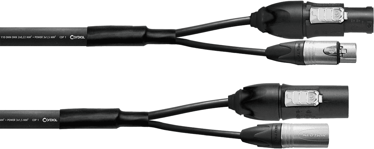 Hybridkabel XLR 5 Punkte + Powercon 2,5 mm True1 - 3M