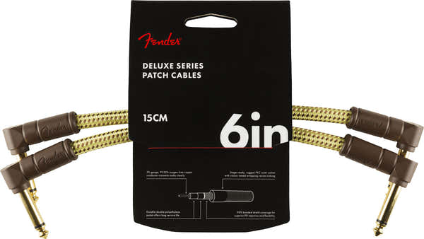 Fender DELUXE INSTRUMENT CABLES (2-PACK) ANGLE/ANGLE 6" TWEED