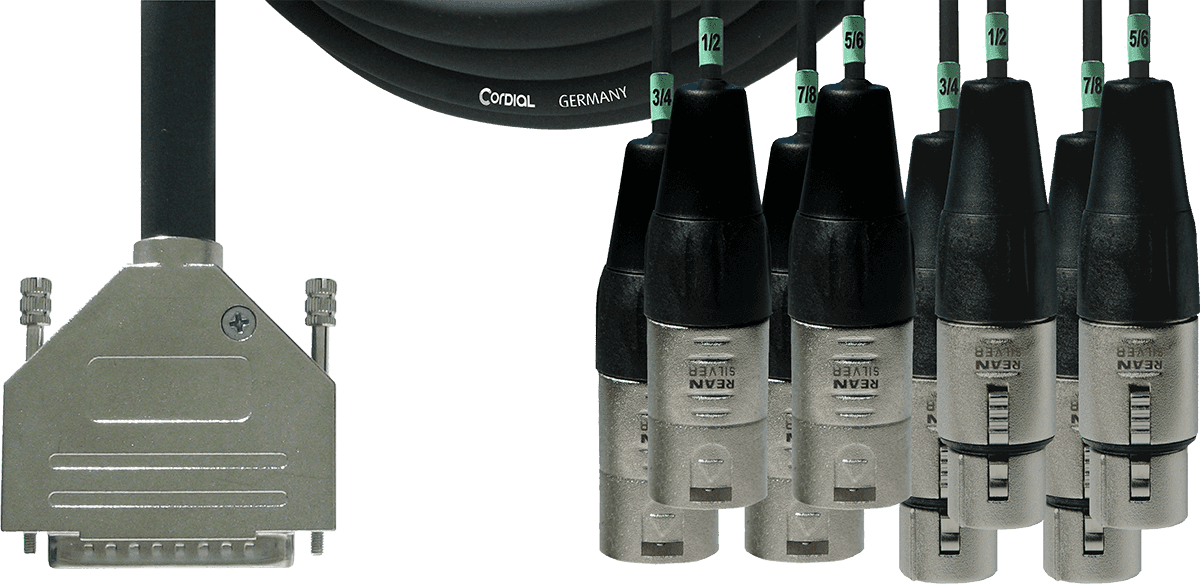 Schnittstellenkabel SUB-D/4 XLR-Stecker + 4 XLR-Buchsen 3 M