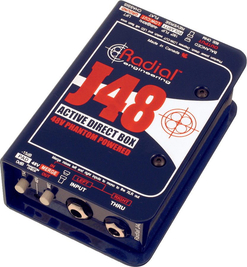 J48 CLASS A ACTIVE DI BOX 48V PHANTOM POWERED
