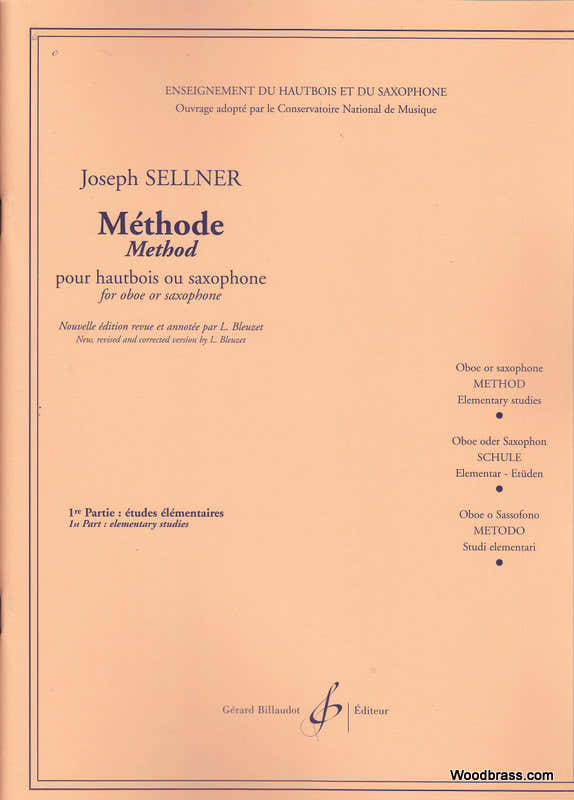 Sellner Joseph - Methode Vol.1 - Elementarstudien - Für Oboe oder Saxophon