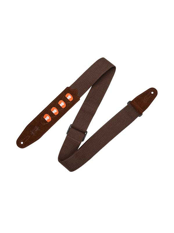 Baumwollgurt mit 4 Plektrenhaltern 5 cm - Braun