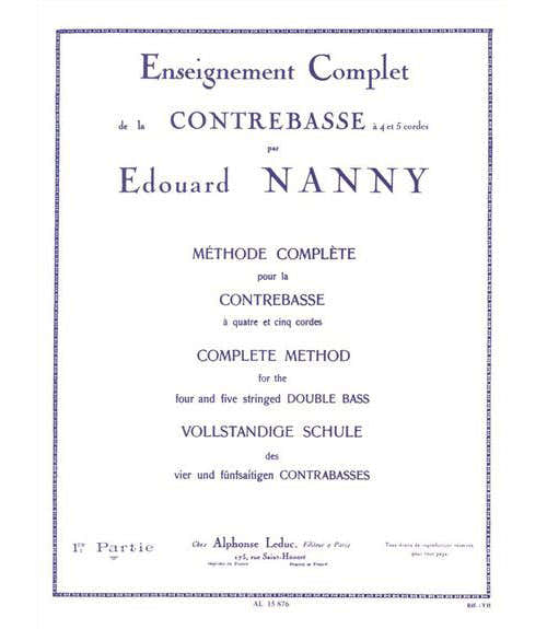 Leduc Nanny Edouard - Methode Complete Pour La Contrebasse Vol.1