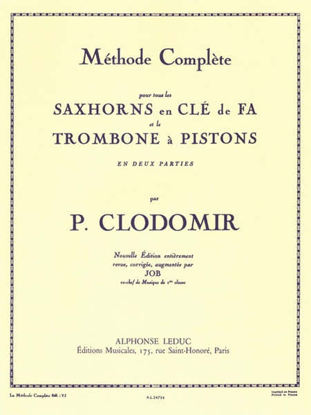 Méthode Complète pour tous les Saxhorns en Clé de