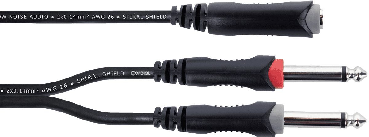 Kabel Y Abzweigkabel Stereo-Klinke Buchse / 2 Mono-Klinken Stecker 30 cm