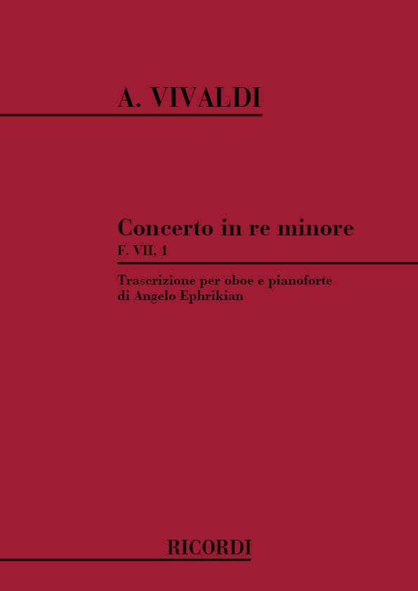 VIVALDI A. - CONCERTO IN RE MIN. OP.VIII N.9 - HAUTBOIS ET PIANO