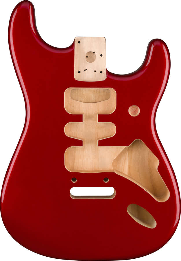 Deluxe Stratocaster HSH Korpus aus Erle, Stegmontage mit 2 Punkten, Candy Apple Red