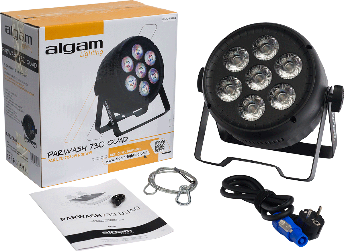 PAR WASH 7X 30W RGBWW 4-IN-1 15° OPTIC