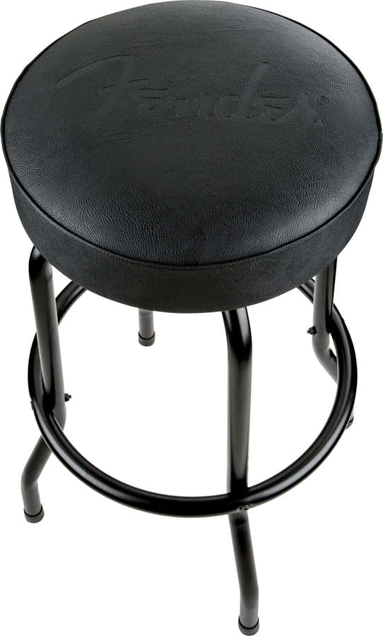 Embossed Black Logo Barstool Black-Black 30"