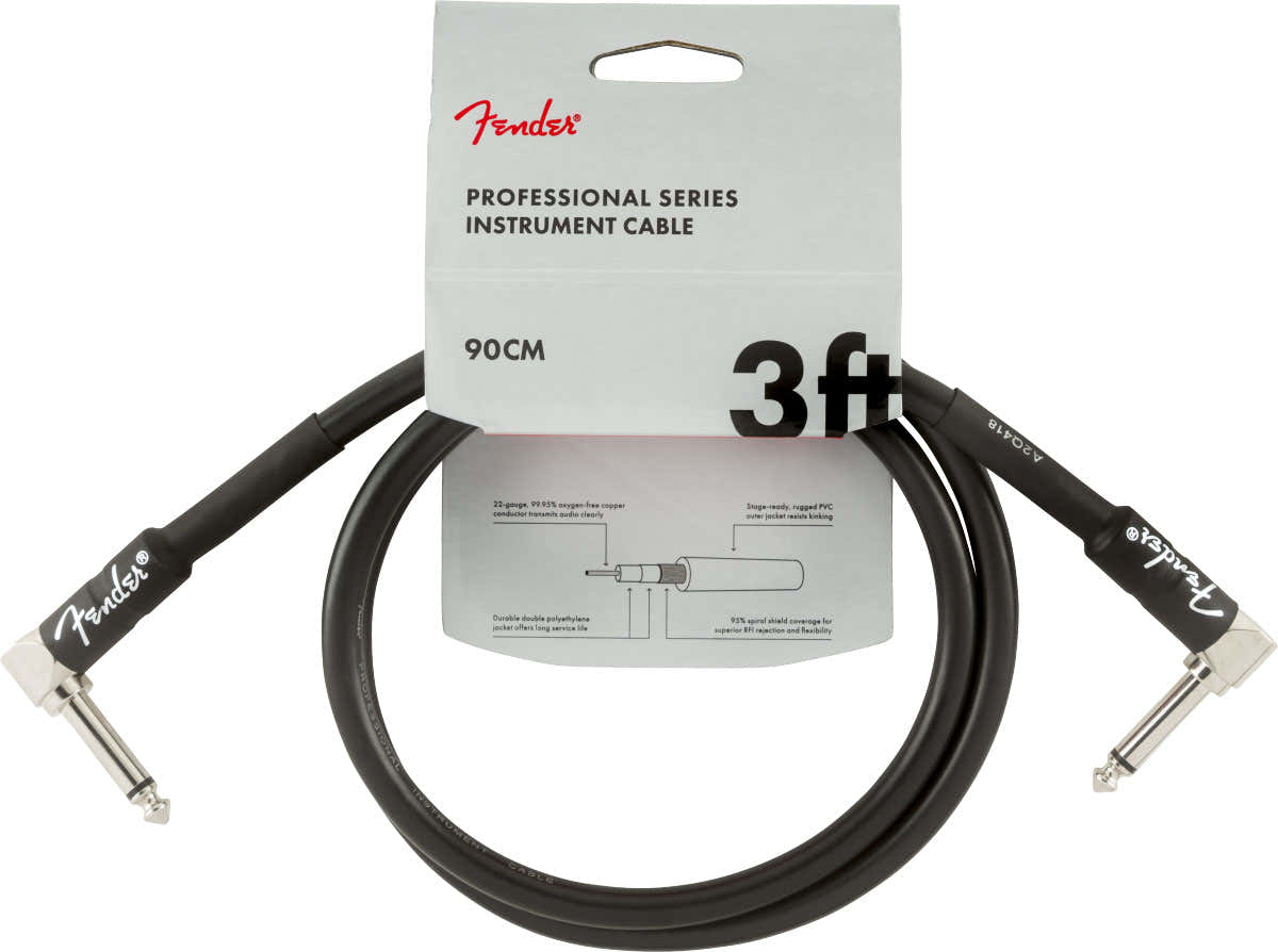 PROFESSIONAL INSTRUMENT CABLES ANGLE/ANGLE 3' BLACK