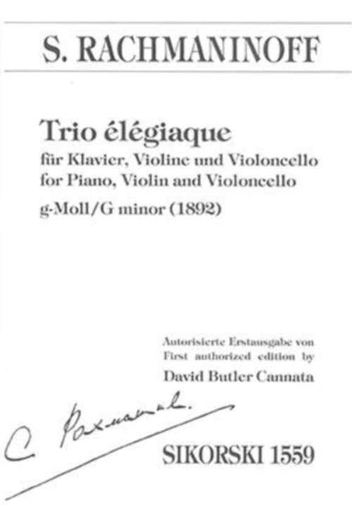 RACHMANINOFF S. - TRIO ELEGIAQUE G-MOLL - PARTIES