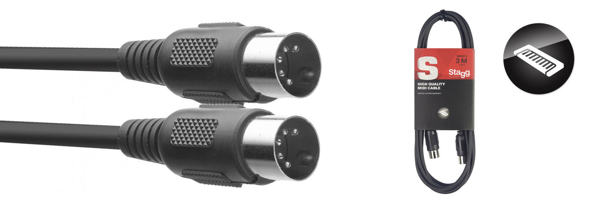 Stagg SMD3 E MIDI-Kabel DIN/DIN (M/M) 3 M Kunststoffstecker