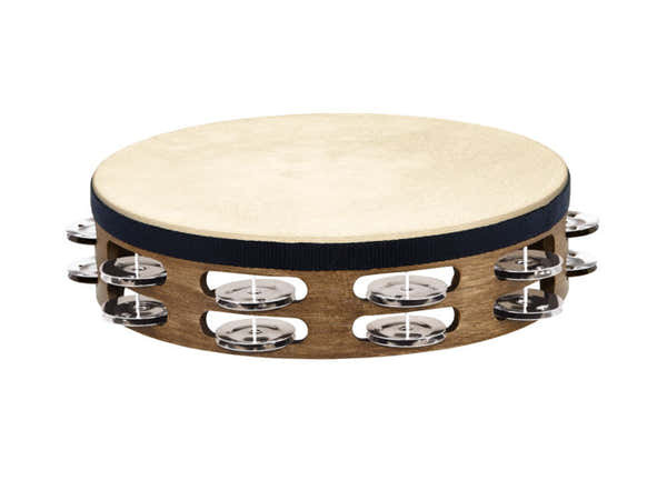 Meinl TRADITIONAL GOATSKIN WOOD TAMBURINE STAINLESS STEEL JINGLES 2 ROWS