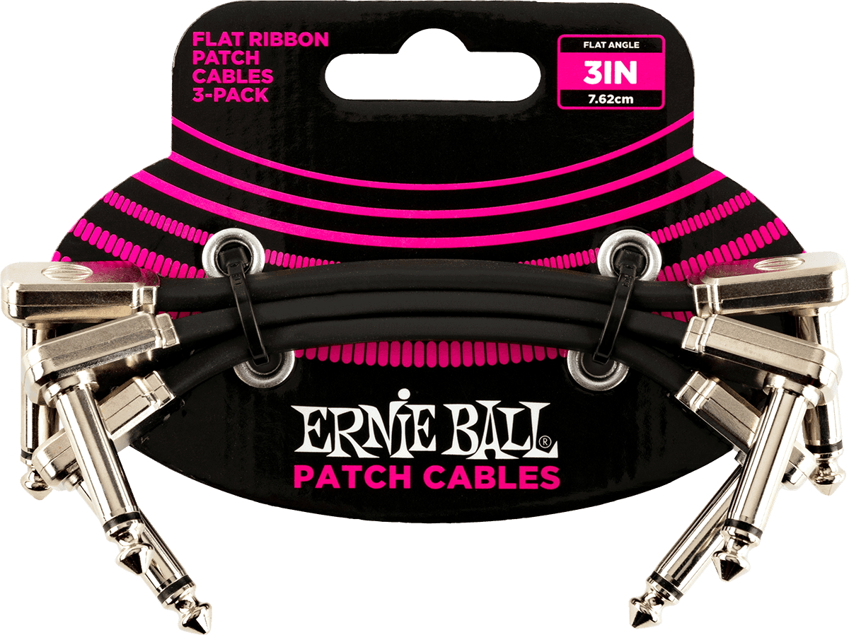 Instrumentkabel Patch Pack von 3 - Abgewinkelt Dünn & Flach - 7,5 Cm