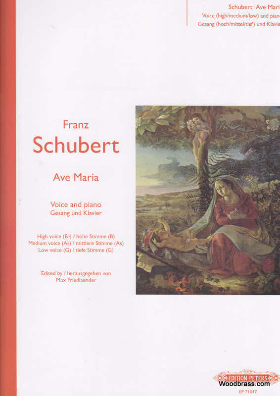 Schubert Franz - Ave Maria (high Voice: G Medium Voice: F Low Voice: D) - Voice And Piano (par 10