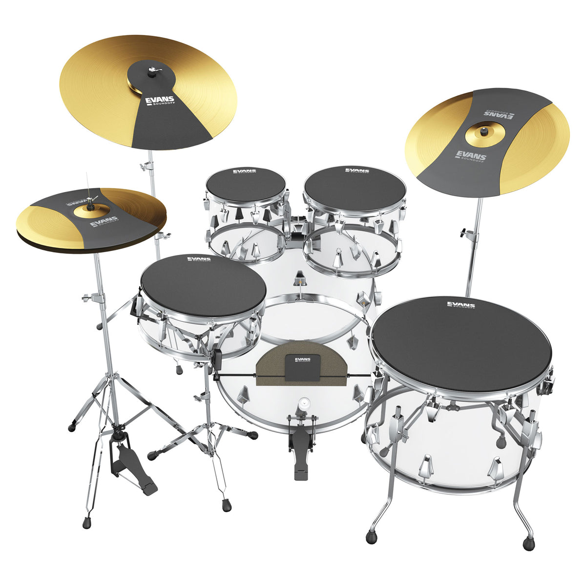 Set aus SoundOff Fusion-Dämpfern 1/12/14/14 - 18 BIS 26 + Becken
