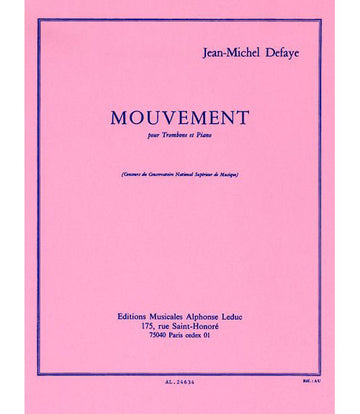 DEFAYE JEAN-MICHEL - MOUVEMENT - TROMBONE & PIANO