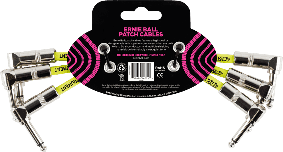 Instrumentenkabel Patch 3er-Pack - Abgewinkelt - 15CM Weiß