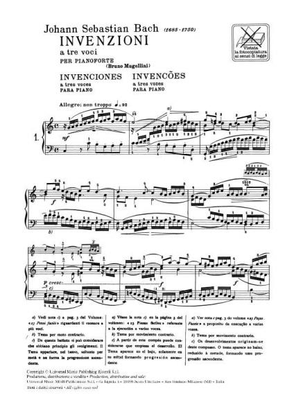 BACH J.S. - INVENZIONI A 3 VOCI ANNOTATA - PIANO