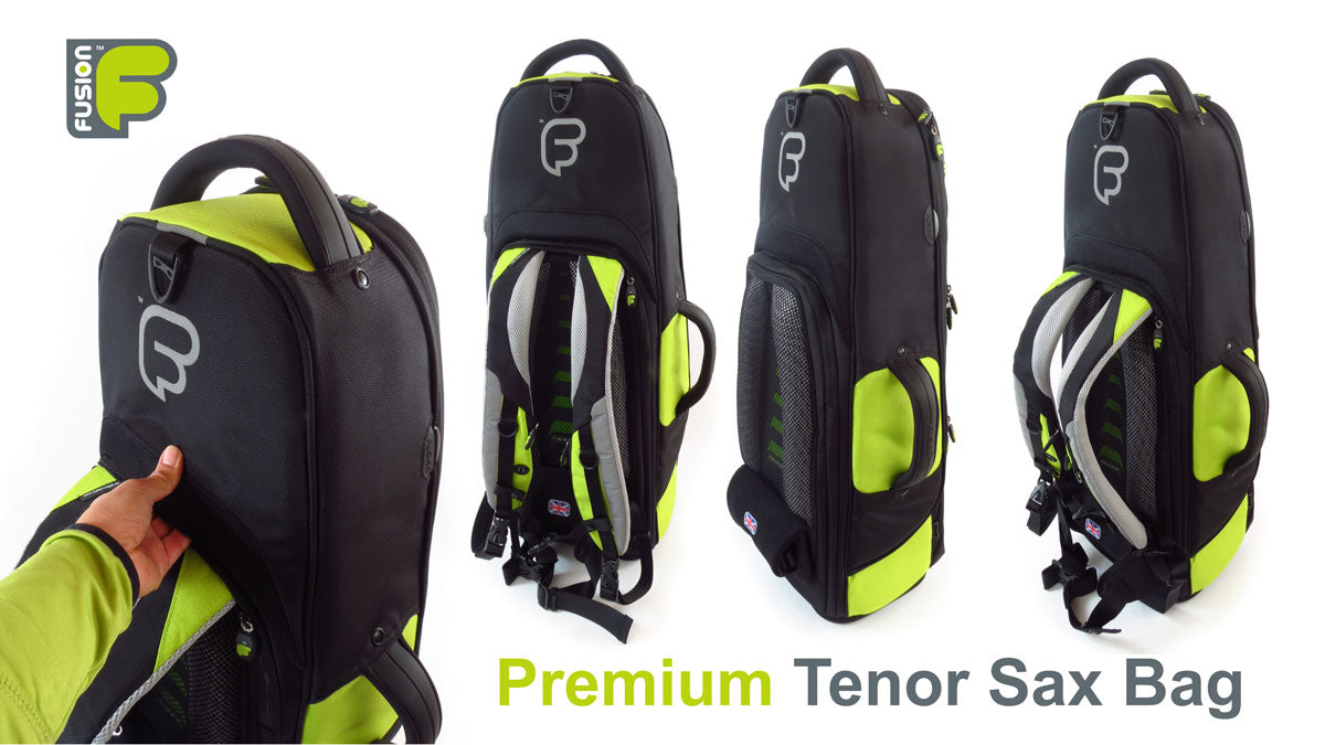 Premium Schwarze/Grüne Tenorsaxophon-Tasche