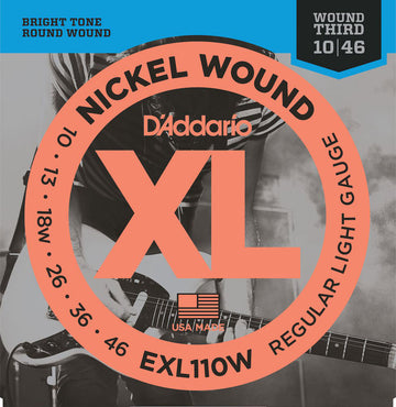 NICKEL STRINGS FOR ELECTRIC GUITAR EXL110W REGULAR LIGHT 3RD STRING WITH NET 10-46